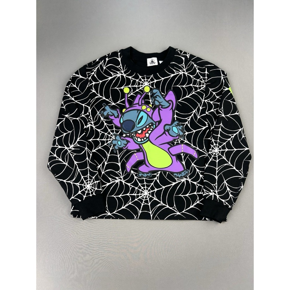 Disney World‎ Stitch YOUTH 11/12 Halloween Glow In The Dark Web Sweatshirt